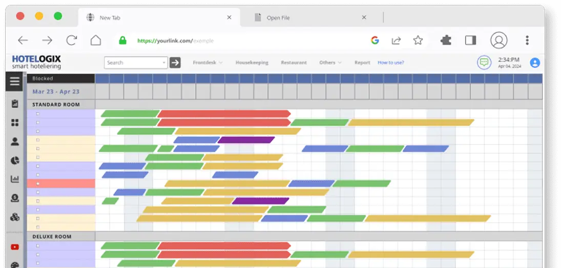 Hotelogix revenue dashboard – Centralized control panel for real-time hotel pricing, occupancy, and performance tracking.